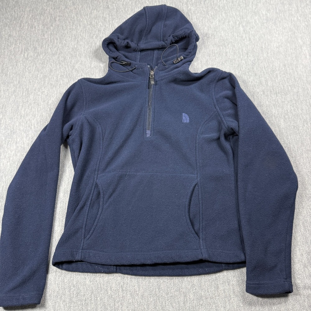 The North Face Fleece Womens M Navy Blue TKA 100 1/4 Zip Hoodie Pocket Outdoor